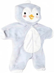 Heless 2198 - Overall für Puppen im Pinguin-Design, kuschelweicher Einteiler mit Kapuze und Reißverschluss, Größe 35 - 45 cm
