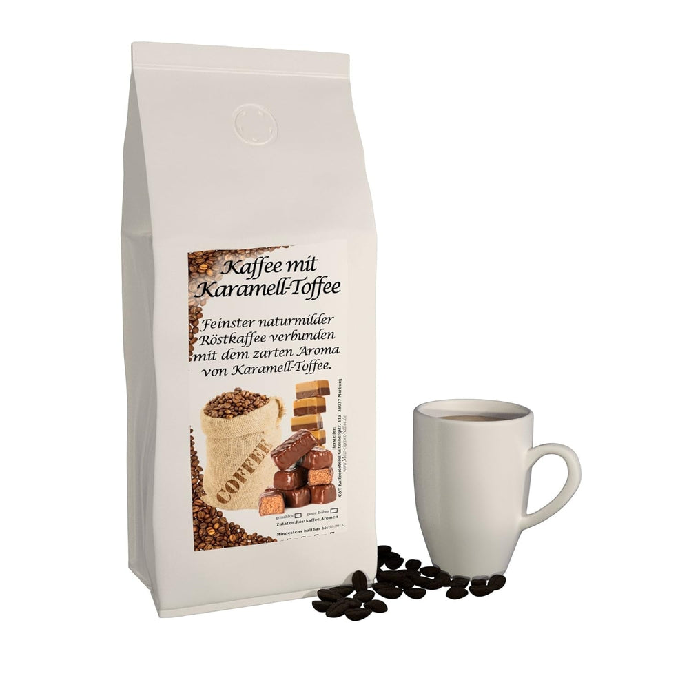 Aromakaffee - Aromatisierter Kaffee - Ganze Bohne - Frisch Von Uns Geröstet (Karamell, 500 Gramm)