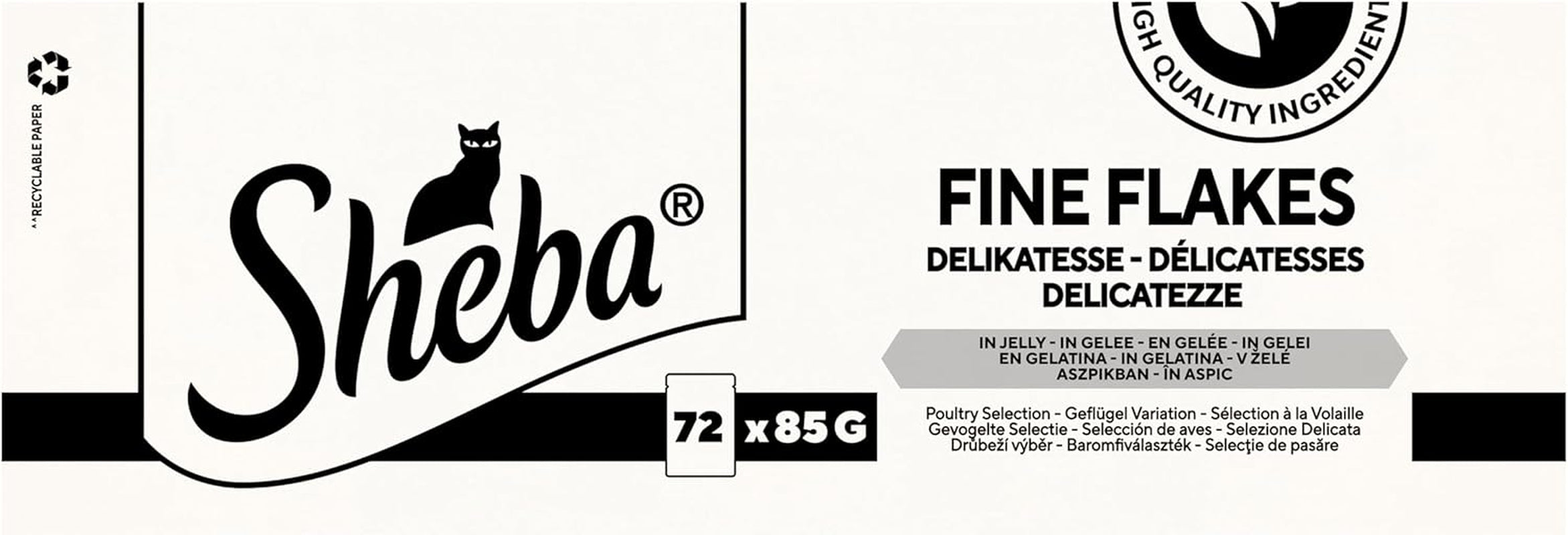 Hrană umedă pentru pisici SHEBA - 72 pliculețe x 85g - Varietate de păsări de curte în jeleu - Hrană umedă pentru pisici - 1 pachet mare