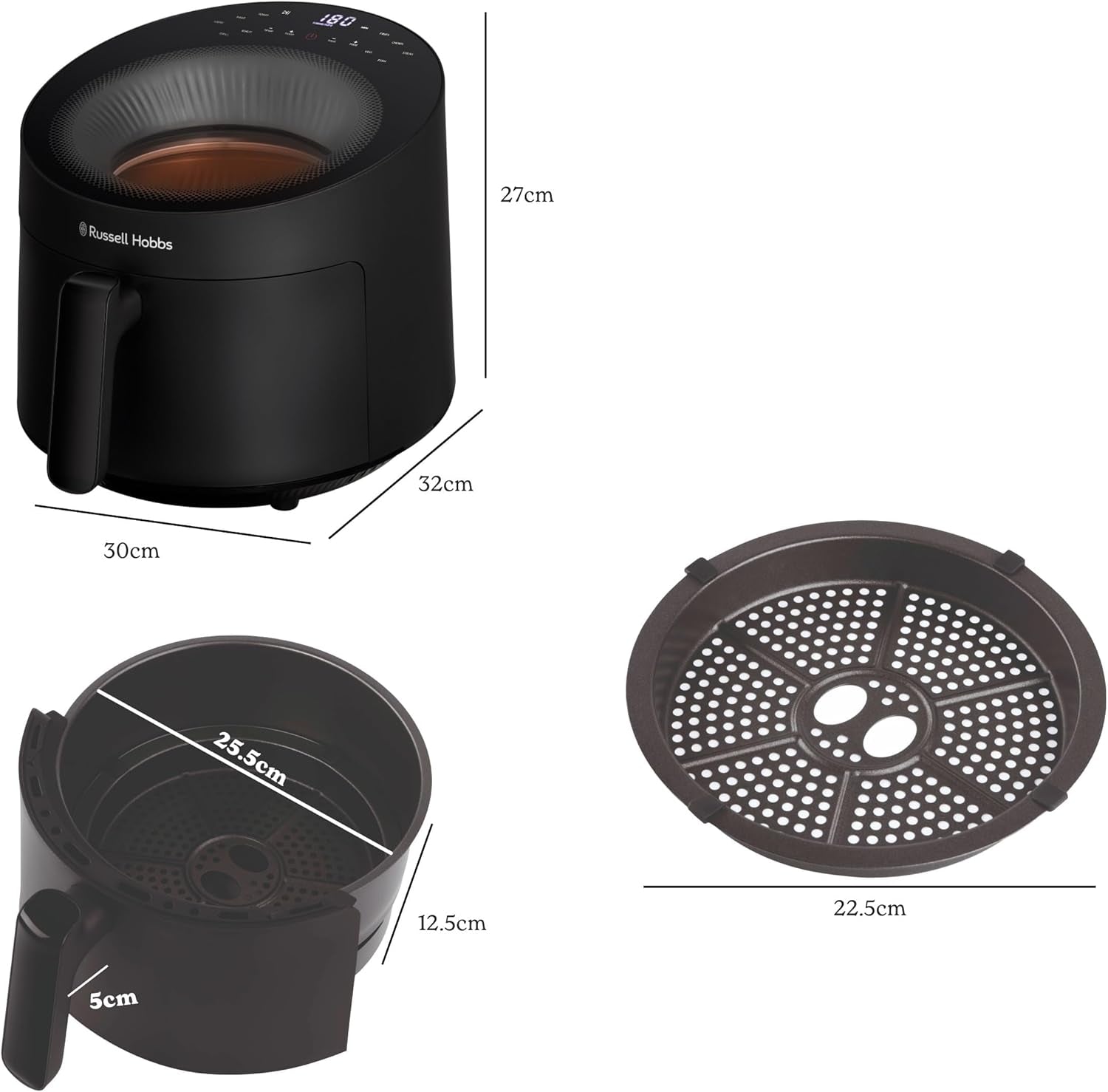 Russell Hobbs Airfryer, 5 Liter, 10 Programme, Sichtfenster Naty Shop Appliances