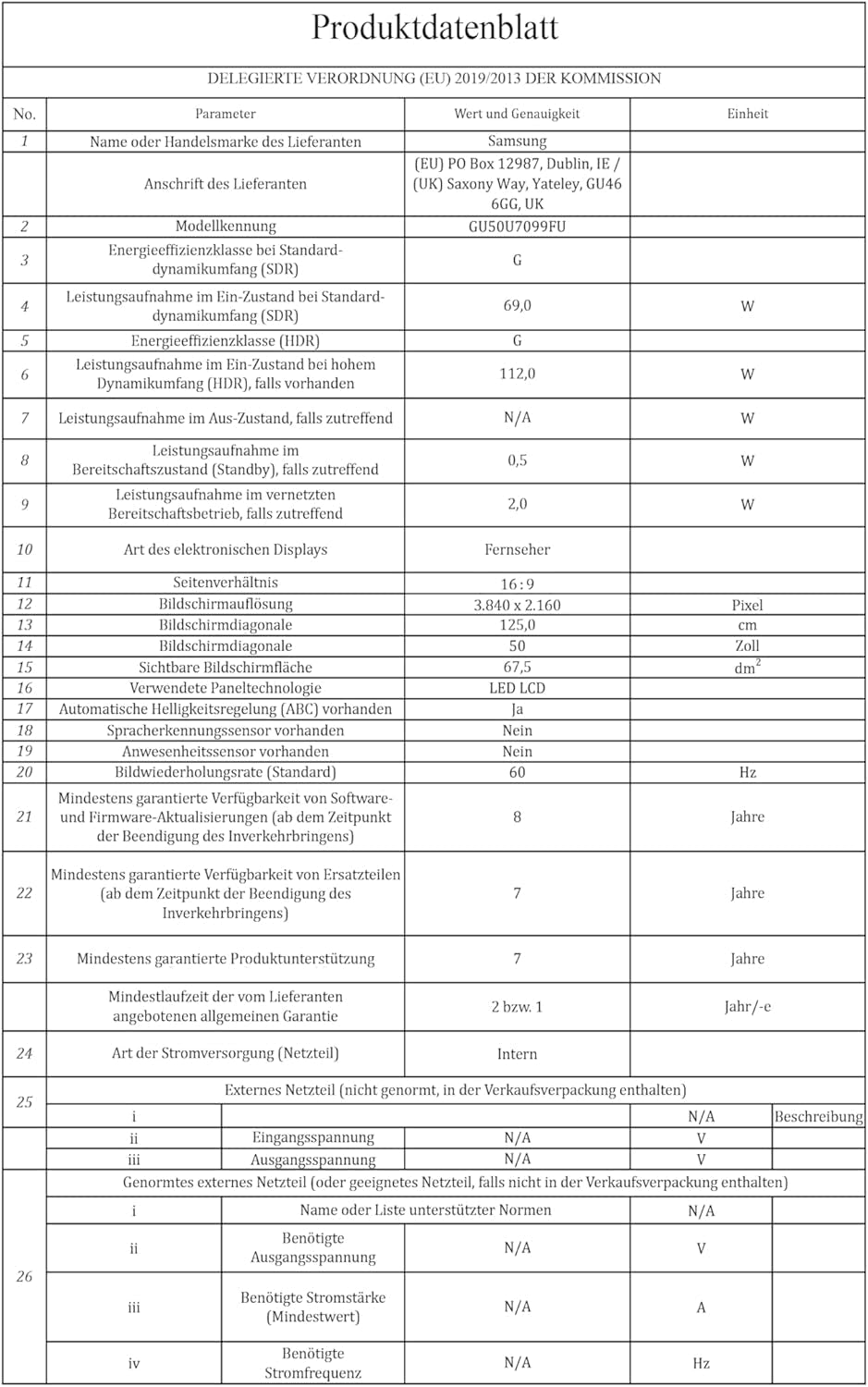 Televizor LED Samsung Crystal UHD 4K U7099F de 50 de inci (125 cm), procesor Crystal 4K, design MetalStream, SmartThings, securitate Knox, hub de jocuri, upscaling AI, conținut gratuit, televizor inteligent AI