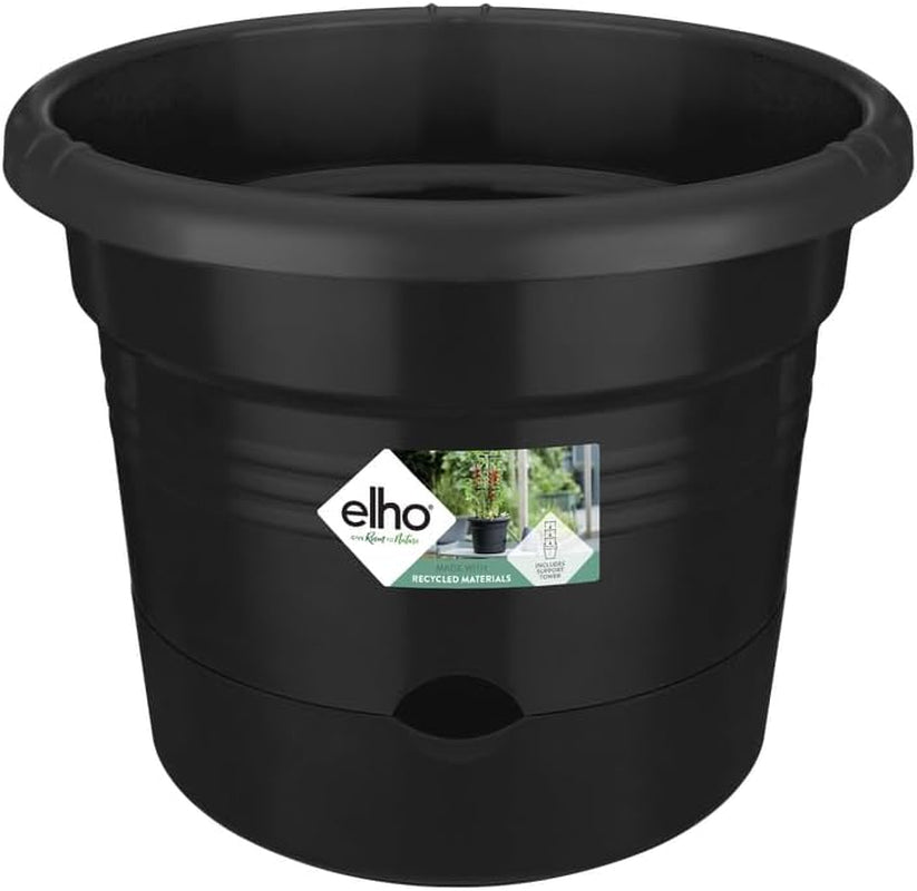 elho Green Basics Ghiveci de roșii 33 - Ghiveci de flori pentru cultivare și recoltare în aer liber - Ø 33,5 x H 26,0 cm - Negru/Negru viu