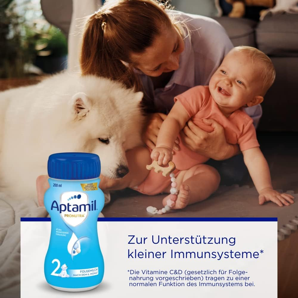 Aptamil Pronutra 2, lapte de continuare după 6 luni, lapte pentru bebeluși gata de băut (4 x 200 ml)
