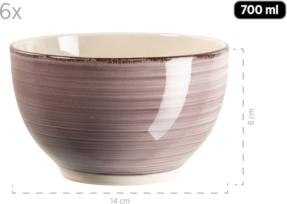 MÄSER 931950 Frühstücksservice Bel Tempo II für 6 Personen im Vintage-Look, handbemalte Keramik. Geschirrsets Naty Shop