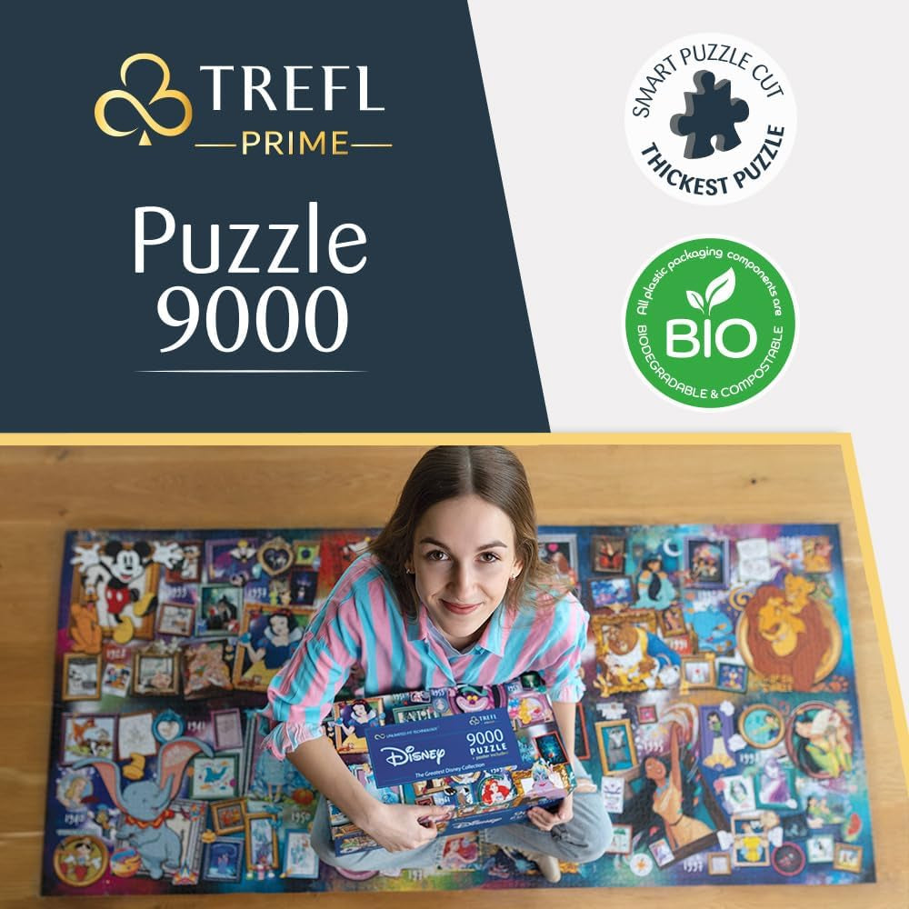 Trefl 81020 9000 Teile, großes Puzzle, dickster Karton, Bio, EKO, Märchencharakter-Collage, Unterhaltung für Erwachsene und Kinder ab 12 Jahren, Disney, Disneys größte Puzzle-Sammlung, Naty Shop