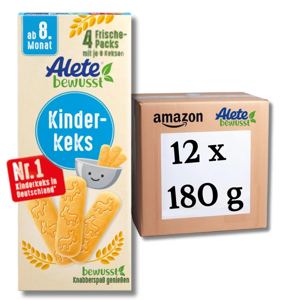 Alete, Kekse für Kinder, ab dem 8. Monat, mit Weizenbutter, 180 g Mutter und Kind Naty Shop Bax 12 x 180 Gramm