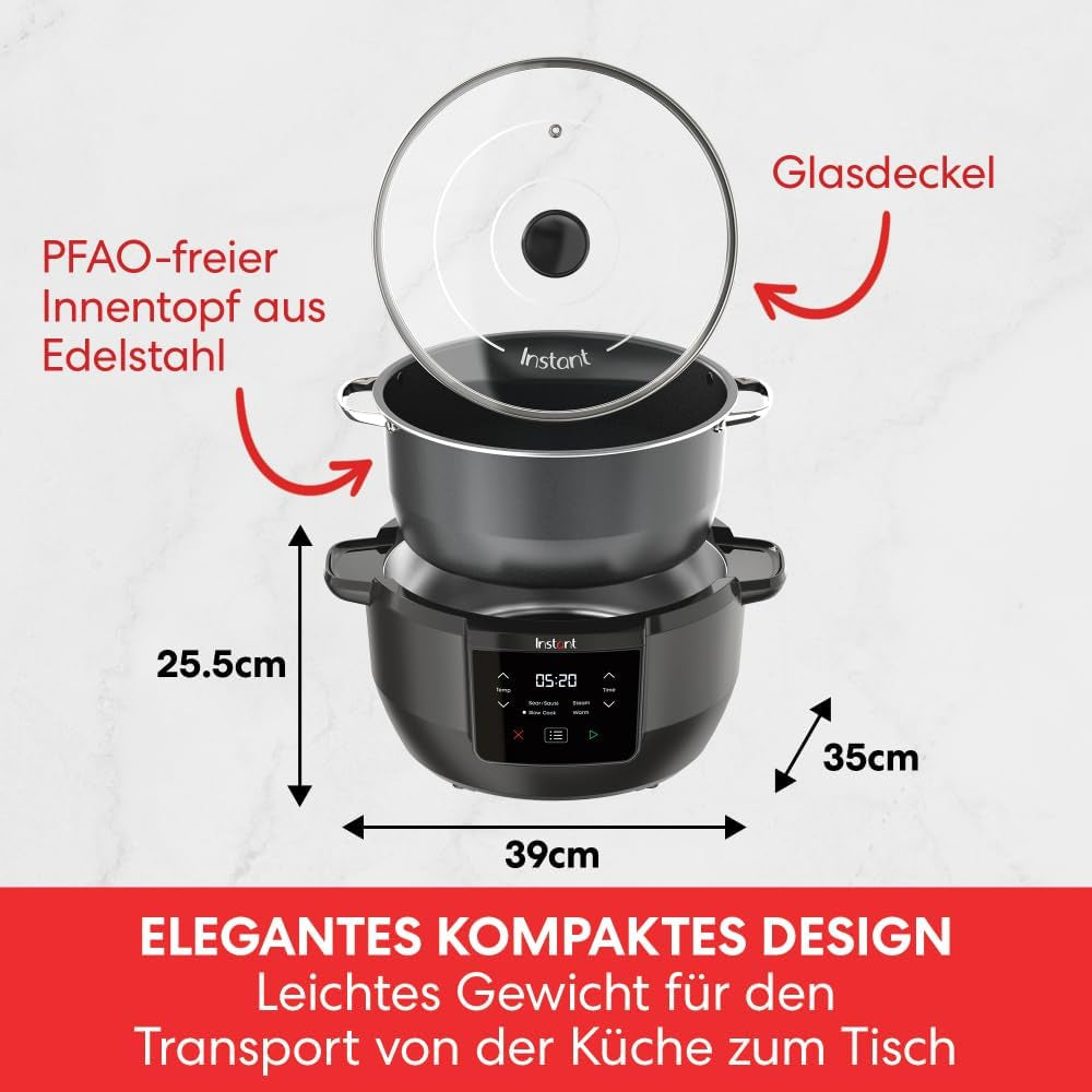 Instant Pot Superior Slow Cooker, 7,1 l Multikocher, 4 Kochfunktionen, 800 W Slow Cooker Naty Shop