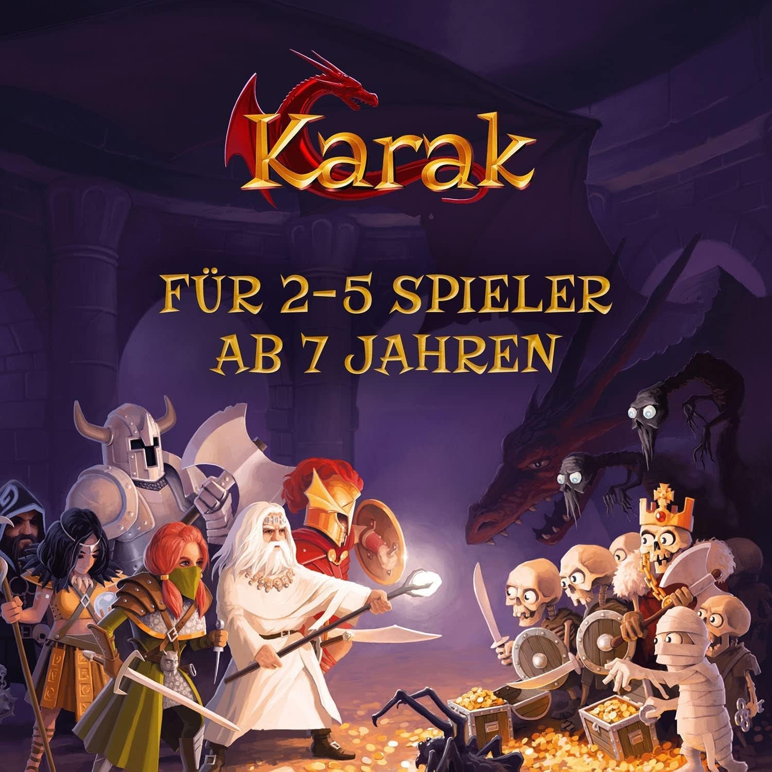 Kosmos 682286 Karak – Das Abenteuer beginnt, süchtig machendes Spiel für Kinder ab 7 Jahren, 2–5 Spieler, Fantasy-Abenteuerspiel, Würfelbrettspiel, deutsche Anleitung, grau