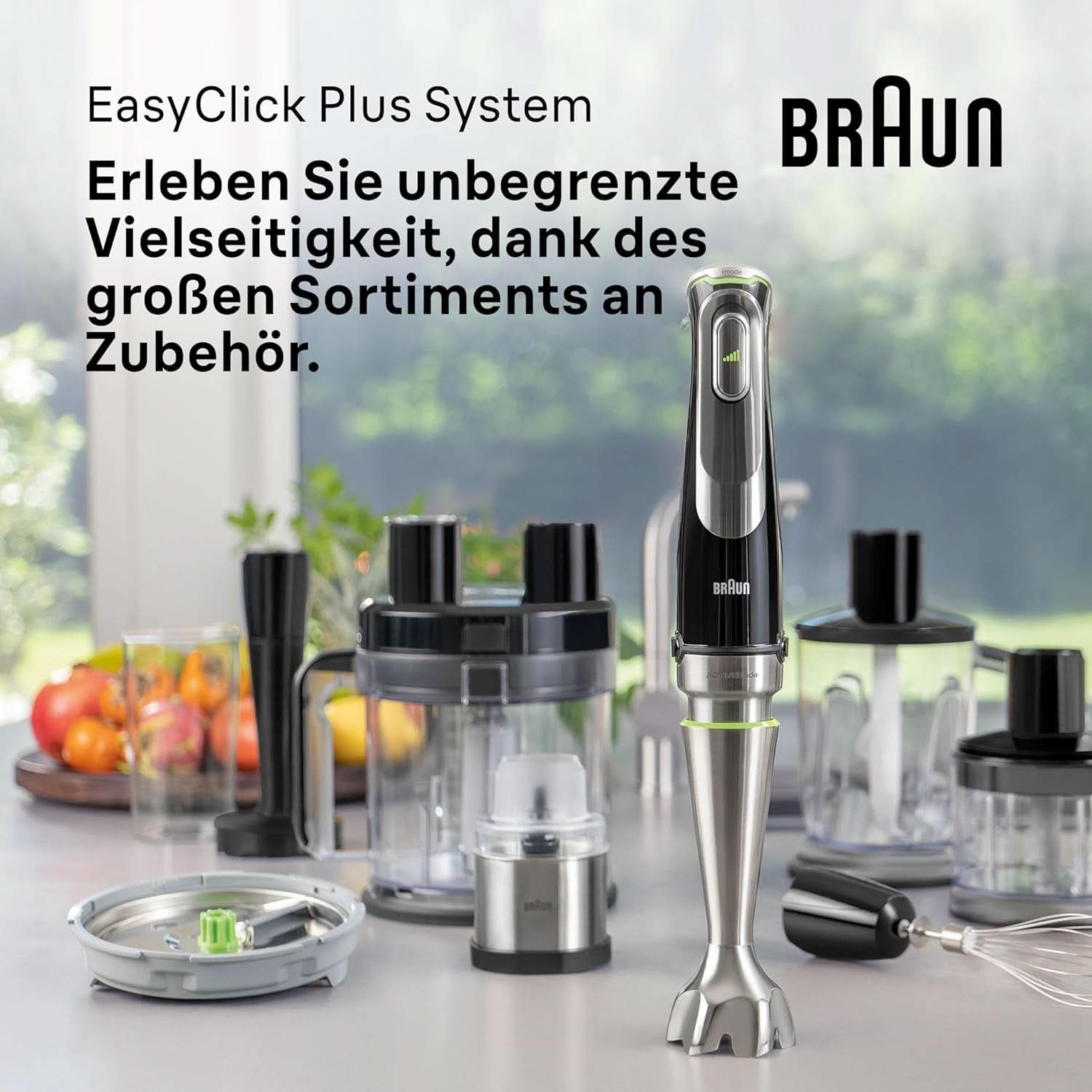 Braun Multiquick 9 MQ 9147X – 5-In-1 Stabmixer Mit Standmixer-Aufsatz, Zerkleinerer, Kartoffel- & Gemüsestampfer & Schneebesen, Stufenlose Geschwindigkeitseinstellung, 1200 W, Schwarz/Edelstahl Bucatarie Naty Shop