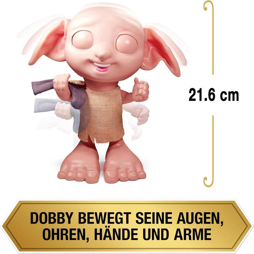 Wizarding World Harry Potter - Păpușa interactivă Dobby House Elf cu peste 30 de sunete, propoziții și mișcări, germană-italiană, jucărie pentru copii de la 6 ani, Fan Article Papusi Naty Shop