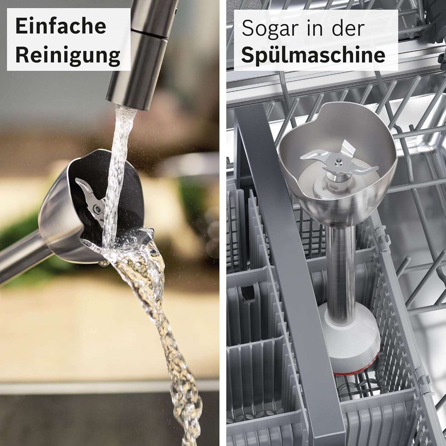 Bosch Stabmixer Ergomaster Serie 4 MSM4W210, Einhändig Bedienbar, Edelstahl-Klingen, Verschleißfreie Keramik-Kupplung, Mixbecher, Quattroblade, Antisplash Funktion, Einschaltsperre, 600 W, Weiß Mama si Copilul Naty Shop