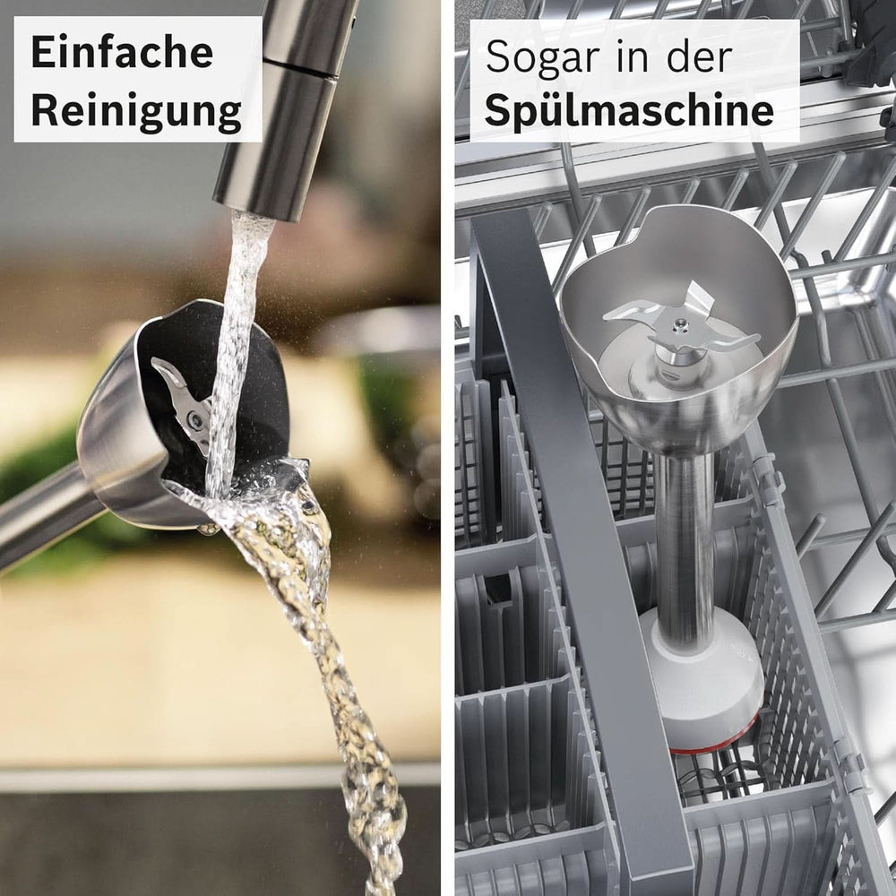 Bosch Stabmixer Ergomaster Serie 4 MSM4W210, Einhändig Bedienbar, Edelstahl-Klingen, Verschleißfreie Keramik-Kupplung, Mixbecher, Quattroblade, Antisplash Funktion, Einschaltsperre, 600 W, Weiß Mutter und Kind Naty Shop