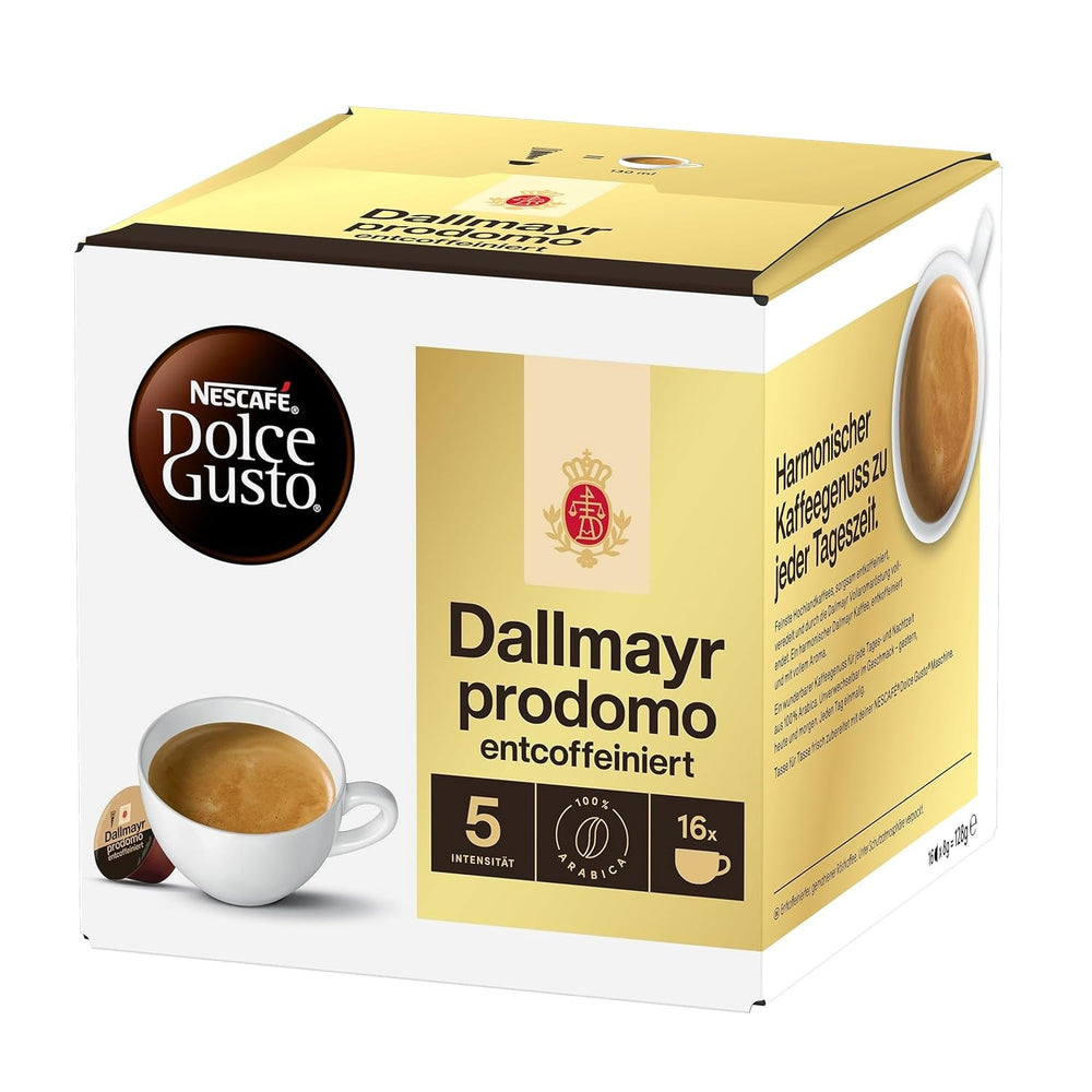 NESCAFÉ DOLCE GUSTO DALLMAYR prodomo entcoffeiniert Kaffeekapseln 3er Pack (3 x 16 Kapseln)
