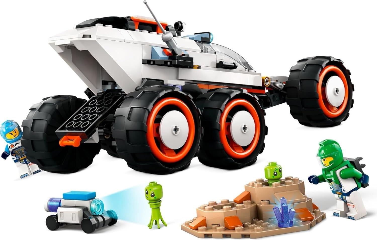 LEGO City Space Rover cu extratereștri, set de mașină cu figurine robot și extratereștri, cadou de ziua de naștere pentru băieți și fete de la 6 ani, cu 2 minifigurine și un set de planete 60431 Seturi de constructie Besuche den LEGO-Store