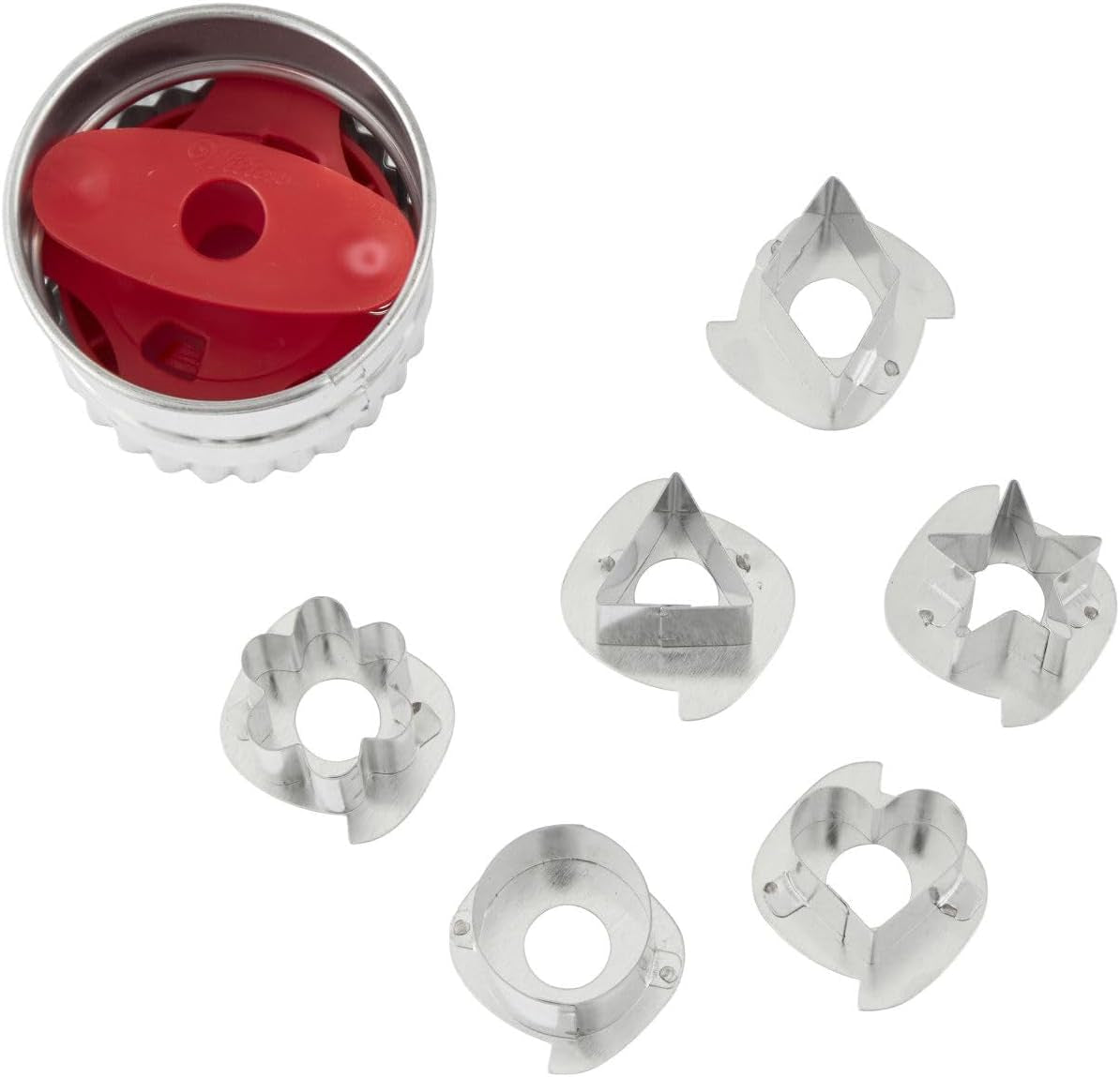 Wilton Linzer Keksausstecher Weihnachten Set/7, Metall Plätzchenförmchen für Traditionelle Österreichische Linzer-Kekse: Stern, Herz, Blume, Dreieck, Raute, Kreis - 7 Stück