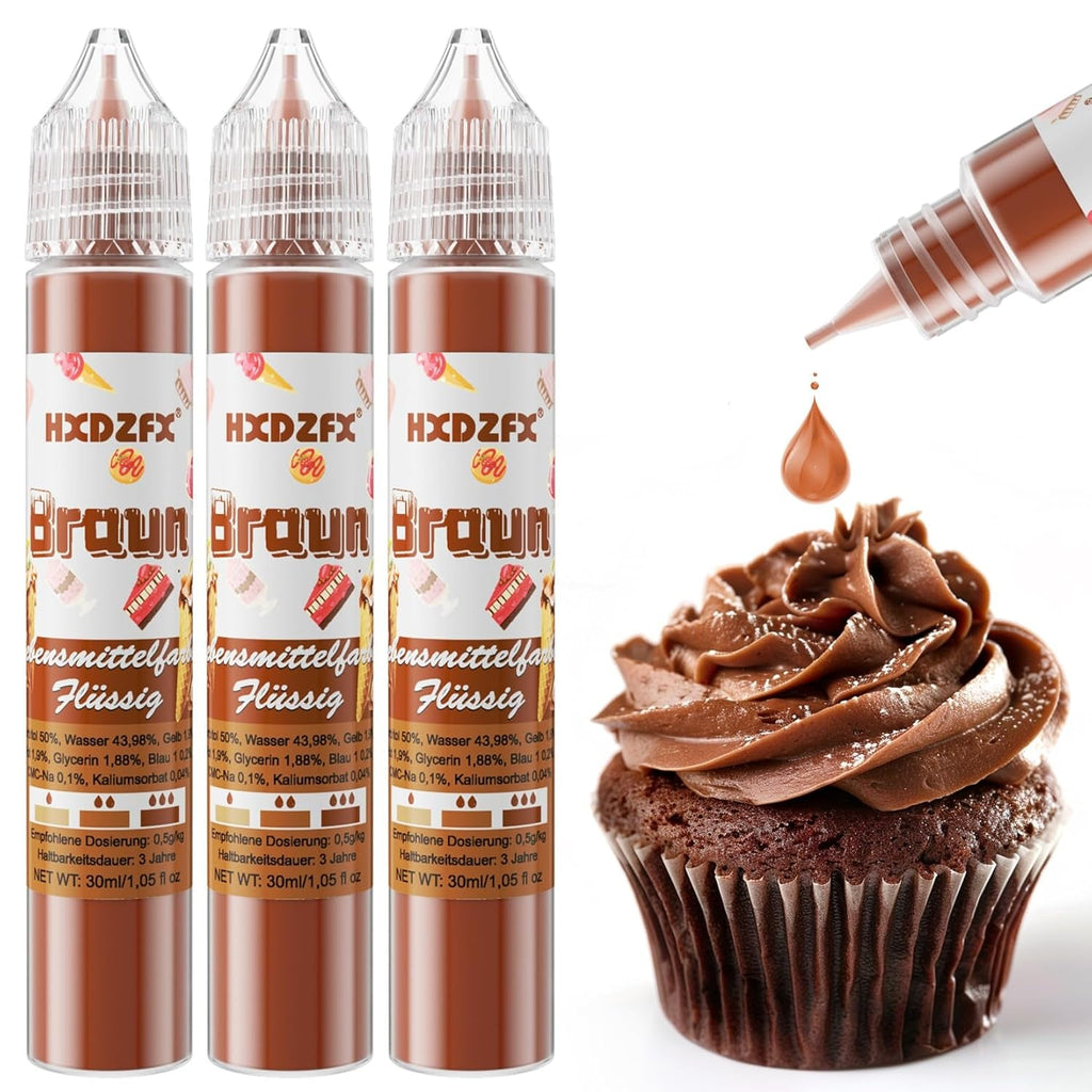 Colorant alimentar - Colorant alimentar lichid, Colorant alimentar foarte concentrat, Coloranți alimentari lichizi pentru copt, Decorare tort, Fursecuri, Macarons, Ouă de Paște, Aluat - 3 × 30ml (Roșu de Crăciun)