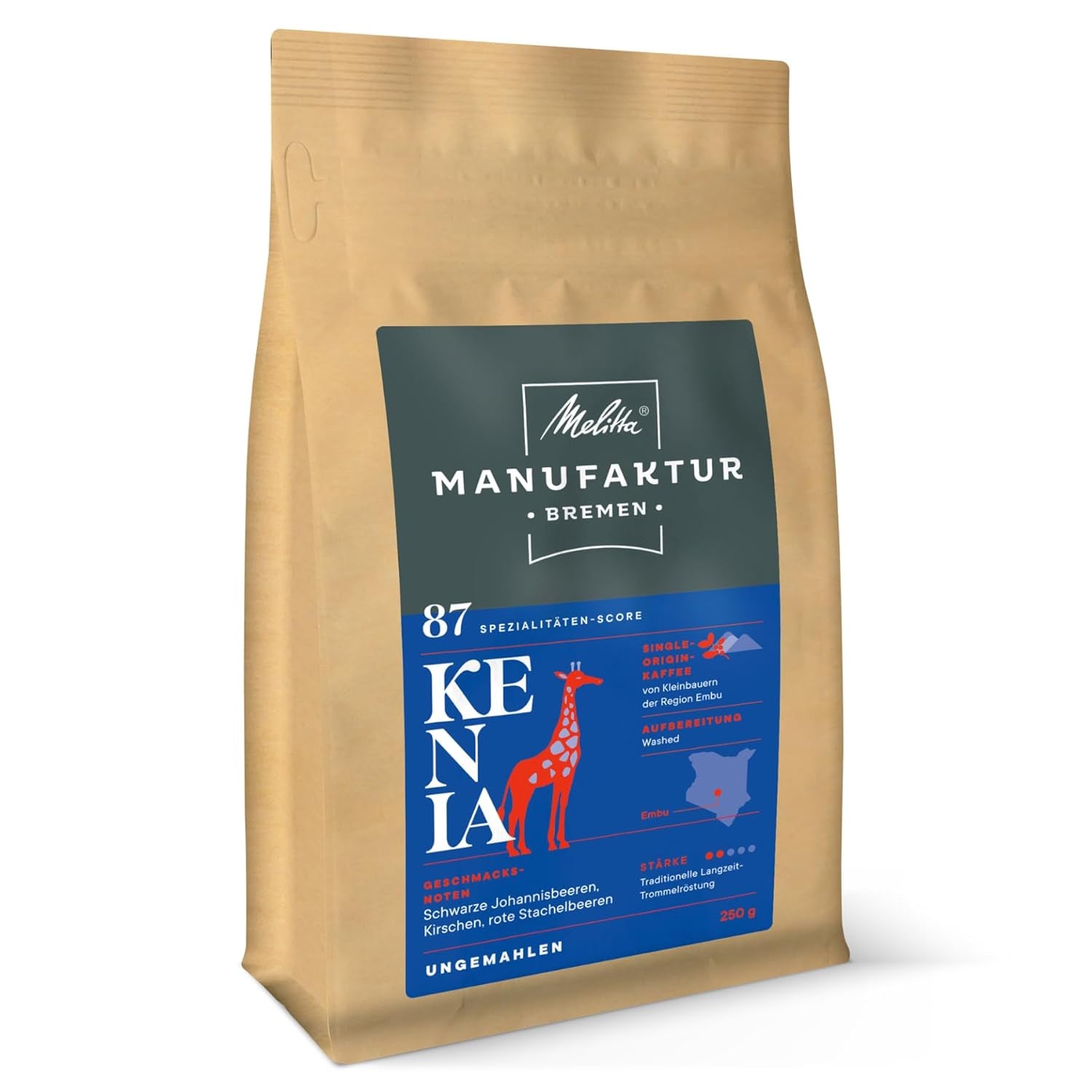 Melitta Manufaktur-Kaffee Guatemala Honig, Spezialkaffee, 250 g, ganze Kaffeebohnen, ungemahlen, Single Origin Kaffee, zarte Trommelröstung, in Deutschland geröstet, Stärke 3 Naty Shop Coffee 250 Gramm ganze Bohne aus Kenia