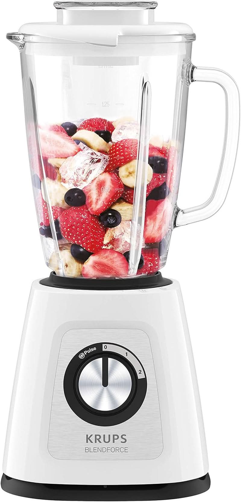 Krups KB439D Blendforce 2 Standmixer | 800 Watt | 5 Geschwindigkeiten | Pulsfunktion | 1,75 Liter Thermoglasbehälter (Nutzvolumen: 1,25 Liter) | Stöße | Eiszerkleiner | Edelstahl Mutter und Kind Naty Shop Kunststoff