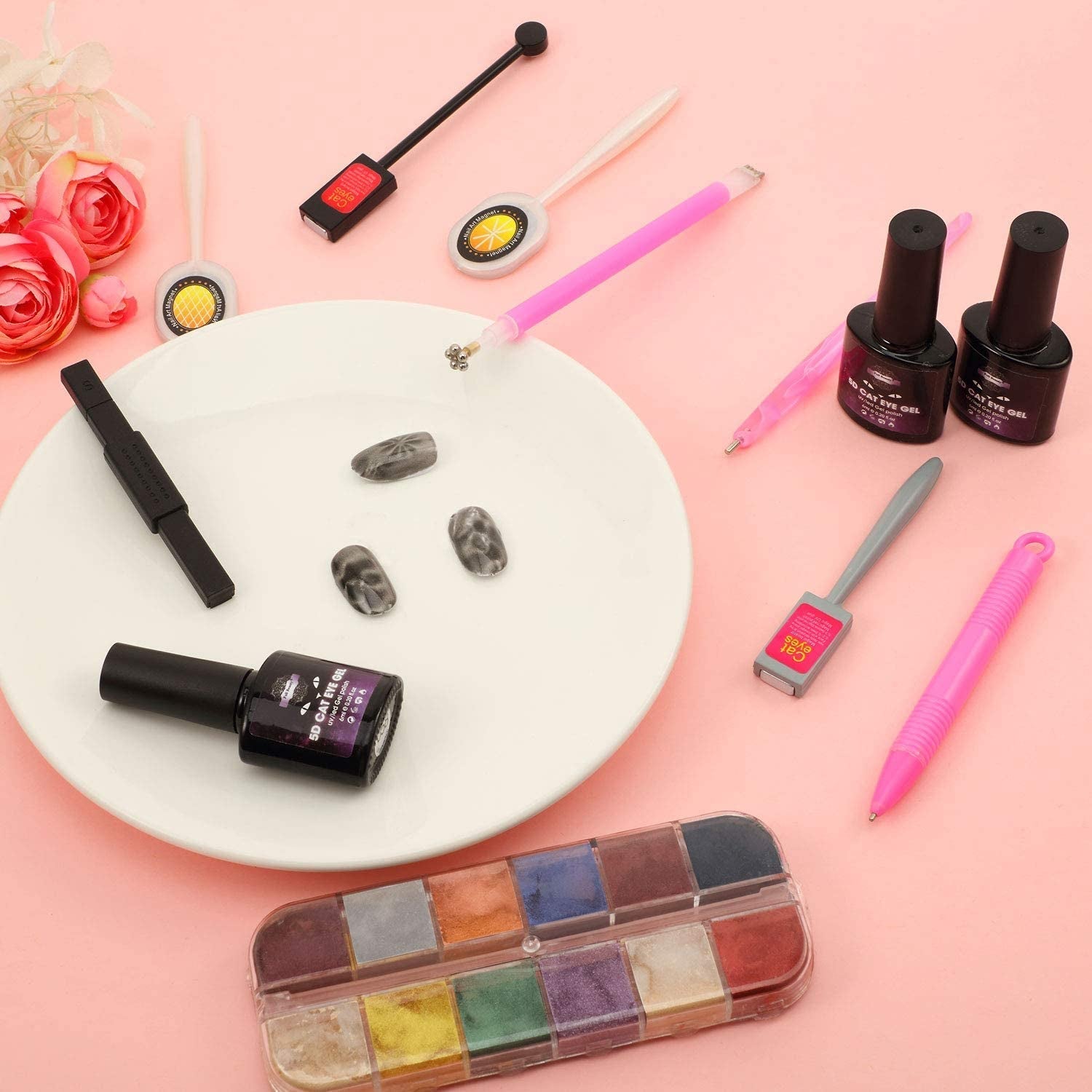 Nail Art Werkzeug Magnetstift, 10 Stück Nagel Magnet Stick Tool Set, Nagel Magnet Stift Und Starker Magnet Stock Punktierungsstifte Für DIY 3D Magnetisches Katzenauge UV Gel Polnisch Nagel Kunst