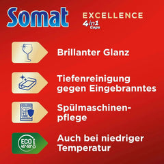 Somat Excellence 4In1 Caps (141 Caps), schnell auflösendes Geschirrspülmittel Naty Shop Kitchen Detergents