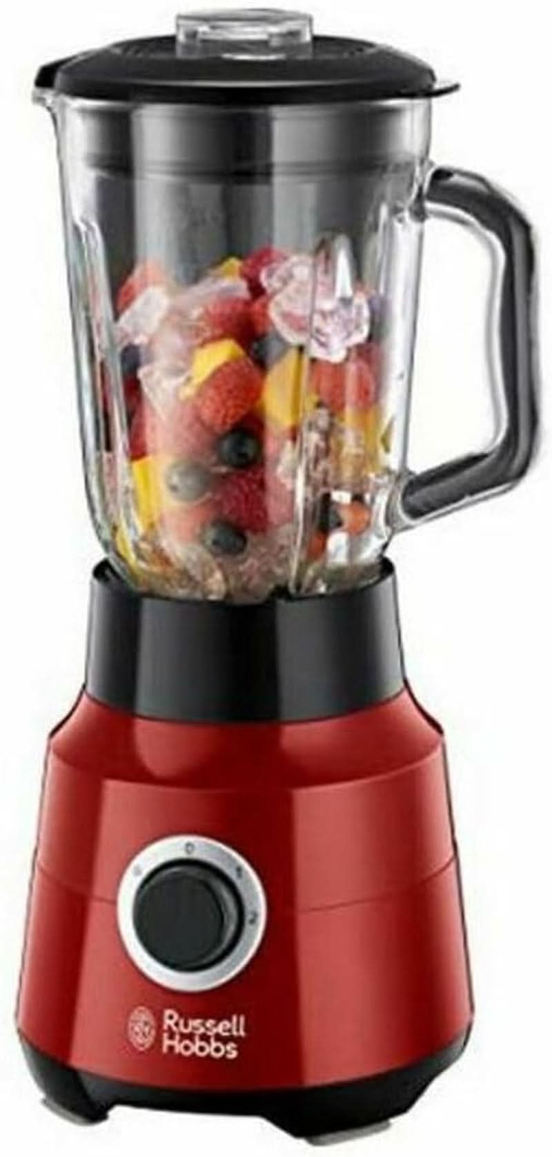 Russell Hobbs Standmixer [1.5L Glasbehälter] Desire Rot (Starker 0.9PS Motor, Impuls-/Ice-Crush-Funktion, Edelstahlmesser, Bpa-Frei Mixer, Elektrischer Zerkleinerer, Smoothie-Maker) 24720-56 Mother and Child Naty Shop Glas Standmixer