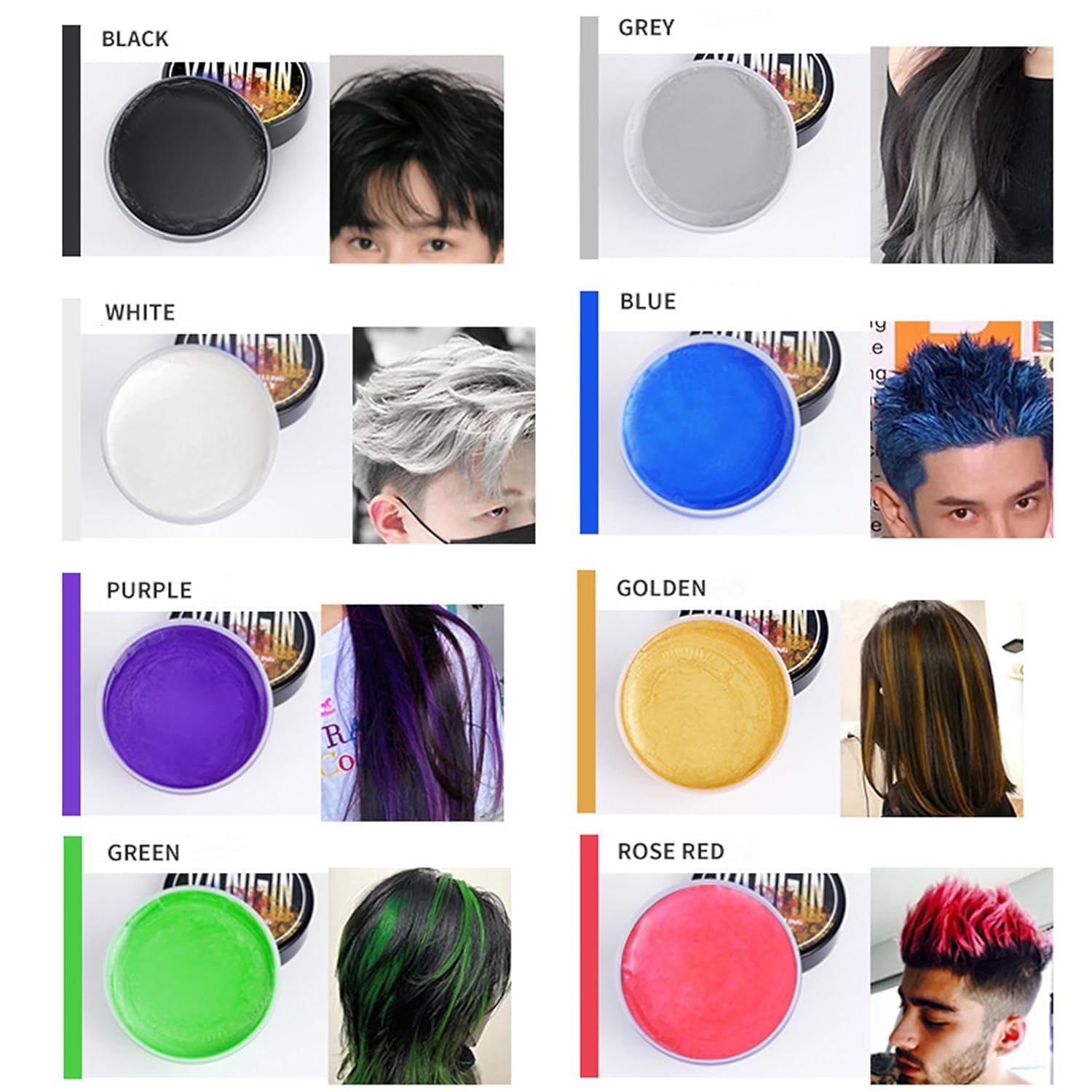 Vopsea de păr temporară verde, Styling Hair Tone pentru bărbați femei, Pomadă pentru coafură naturală, Ceară de vopsit părul pentru petreceri, Cosplay & Halloween, Crăciun, Vopsea de păr temporară cremă (100g, verde) Vopsea pentru par Naty Shop