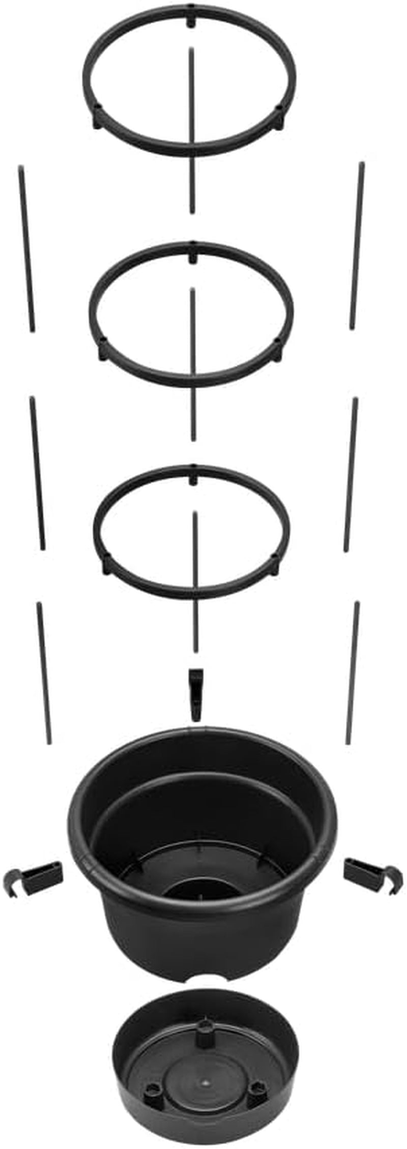 elho Green Basics Ghiveci de roșii 33 - Ghiveci de flori pentru cultivare și recoltare în aer liber - Ø 33,5 x H 26,0 cm - Negru/Negru viu