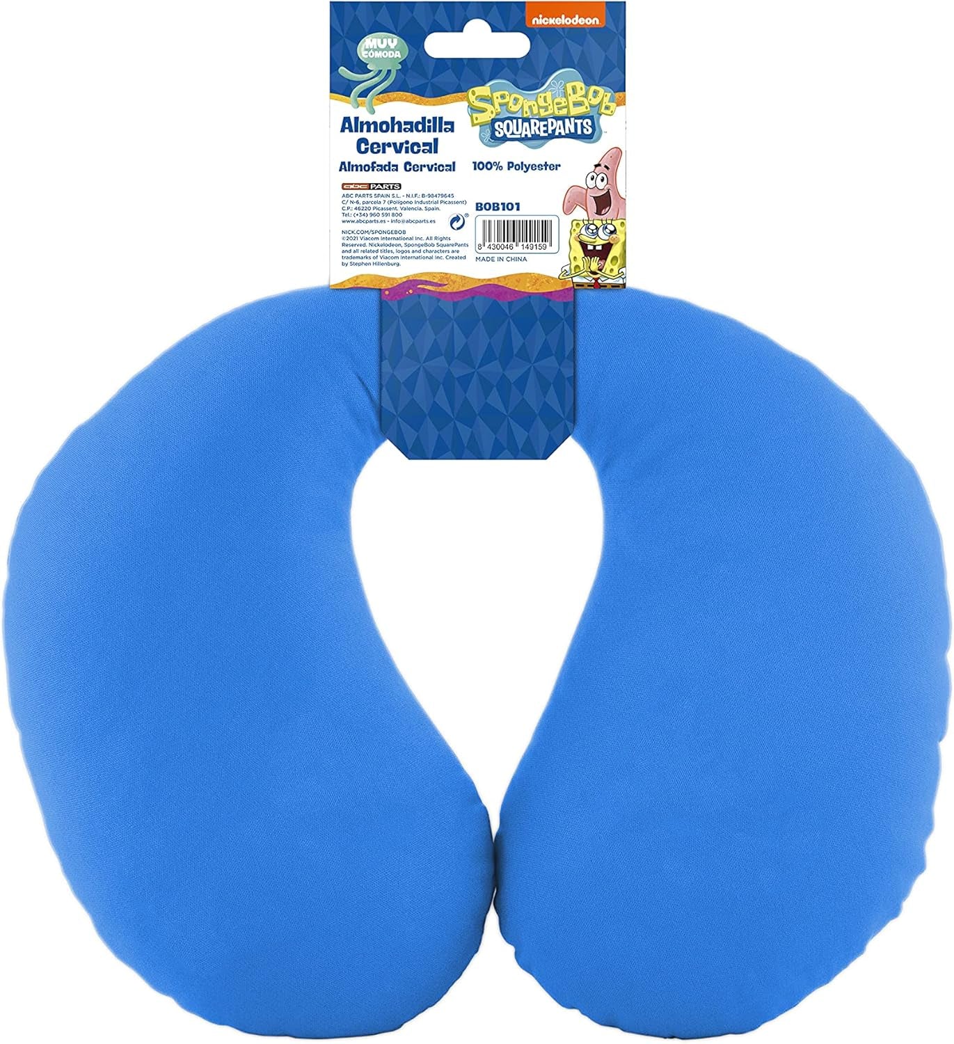 Bob Esponja Spongebob pernă de gât pentru copii. Super confortabil de călătorie, albastru Perne calatorie Naty Shop