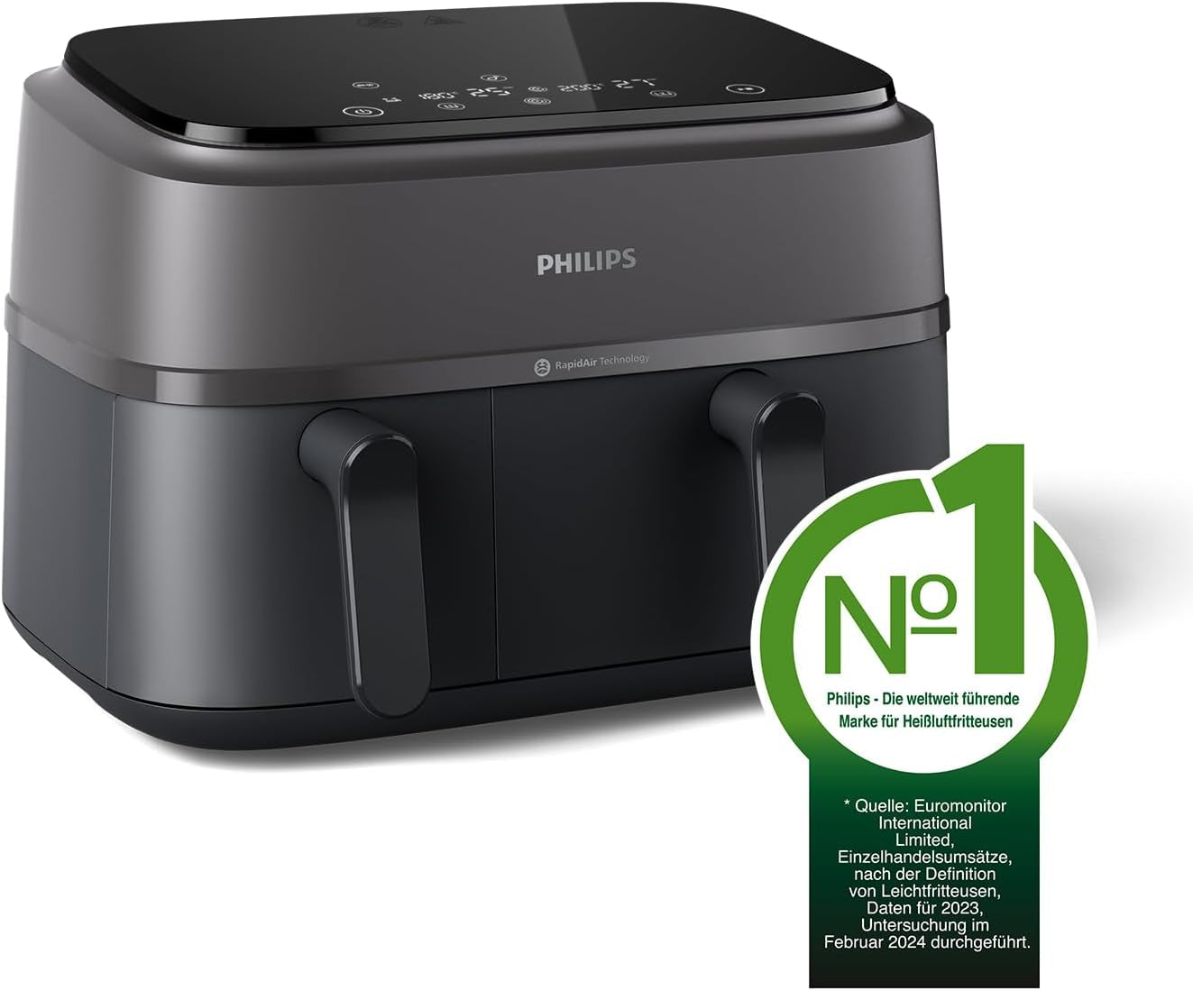 Philips Airfryer Dual Basket 3000-Serie, 9 l, 2 Körbe, 2 Gerichte gleichzeitig fertig, Rapidair-Technologie plus Heißluftgeräte Naty Shop