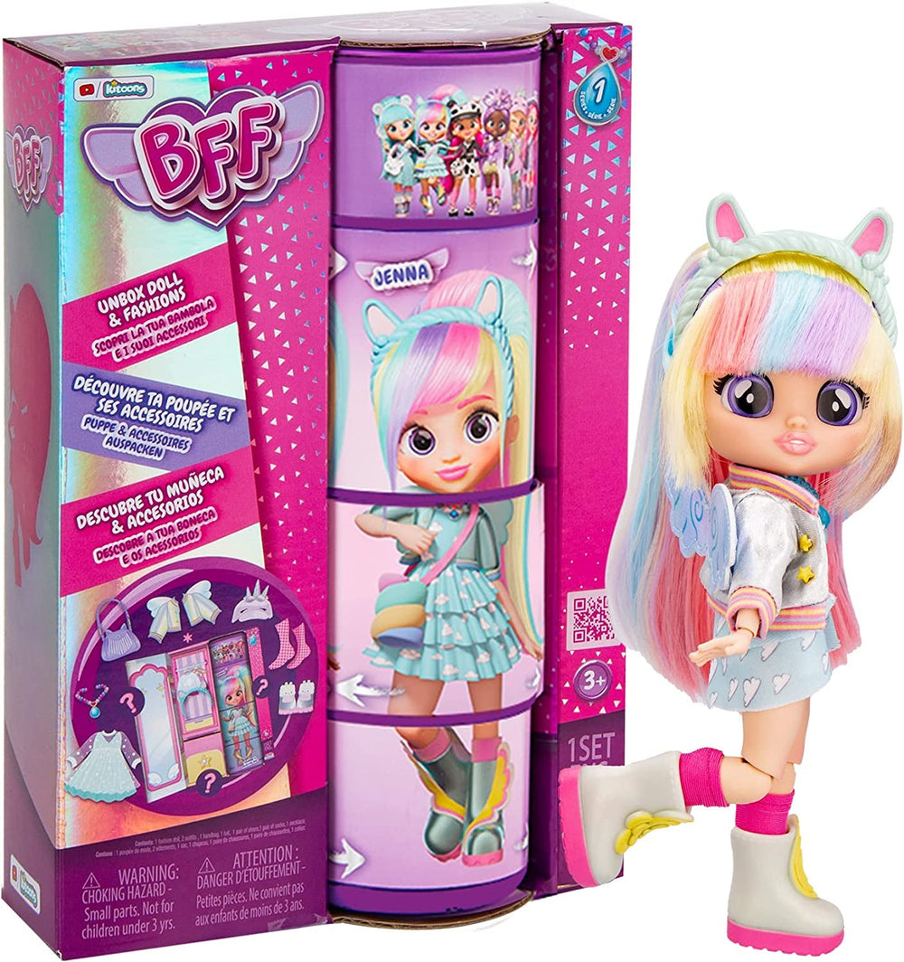 S2 Hannah Modepuppe mit Langen Haaren, Stoffkleidung und 10 Accessoires – Spielzeuggeschenk für Mädchen und Jungen + 5 Jahre