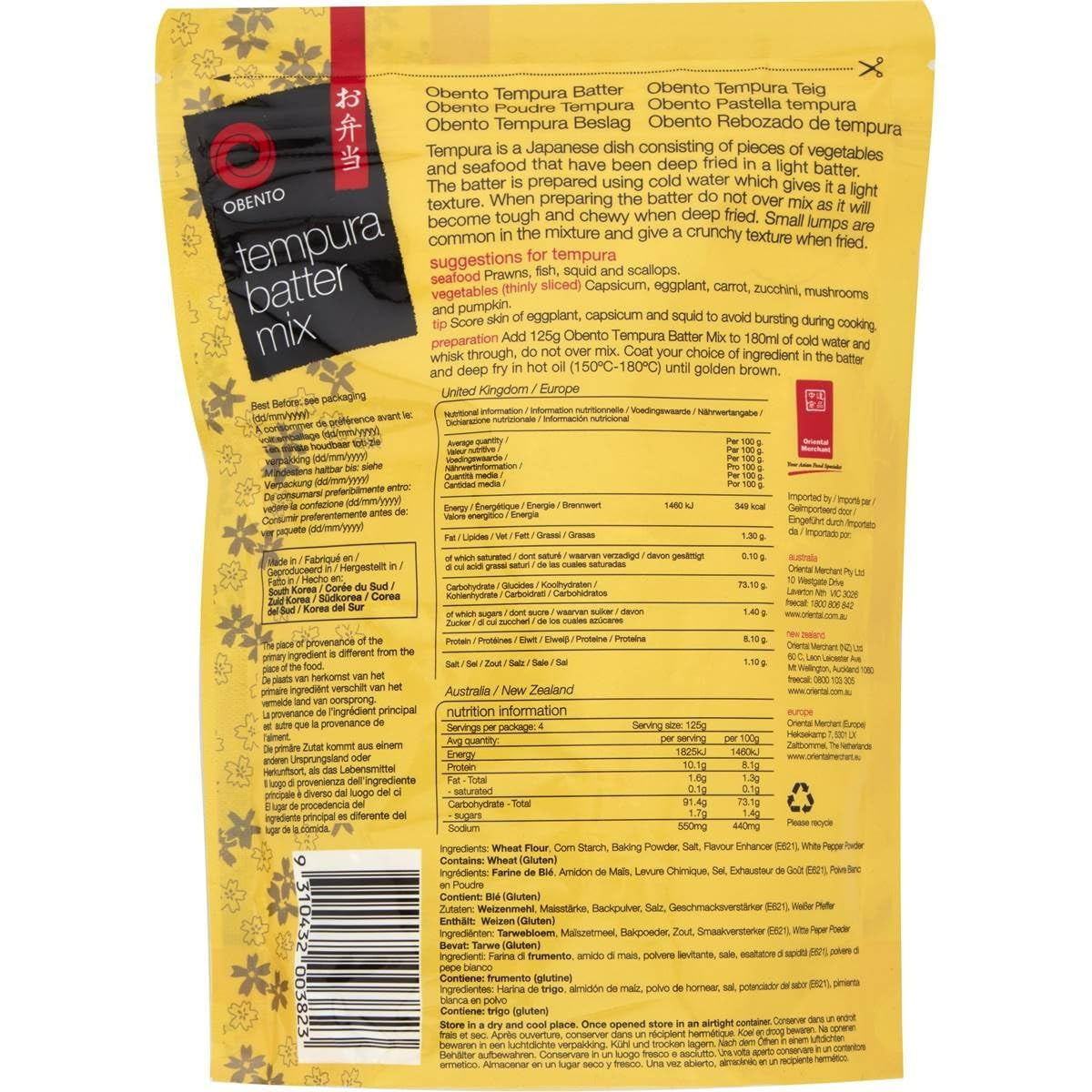 Tempura Teigmischung Tempura Back-Frittiermischung, 500 Gramm Mischung zum Backen und Kochen Naty Shop