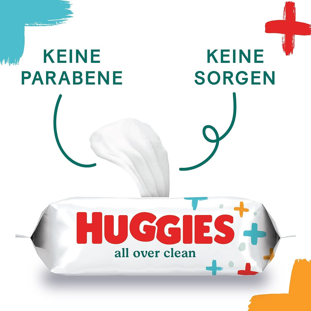 Șervețele umede Huggies pentru bebeluși, curățenie generală, pentru întregul corp, discrete și proaspete, 10 x 56 de șervețele, cutie lunară