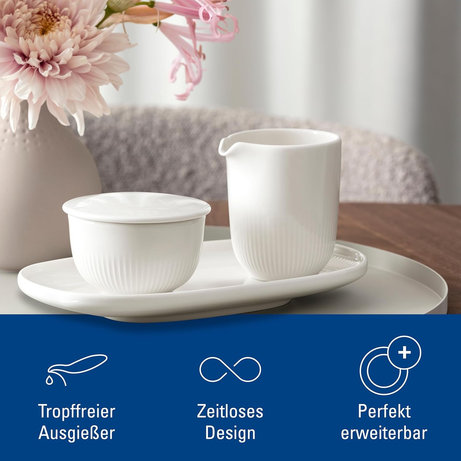 Villeroy & Boch – Cană de lapte Afina 170 ml, albă, potrivită pentru mașina de spălat vase, potrivită pentru cuptorul cu microunde, doză de lapte, accesoriu pentru cafea, ulcior ceramic, sosieră, veselă, porțelan premium