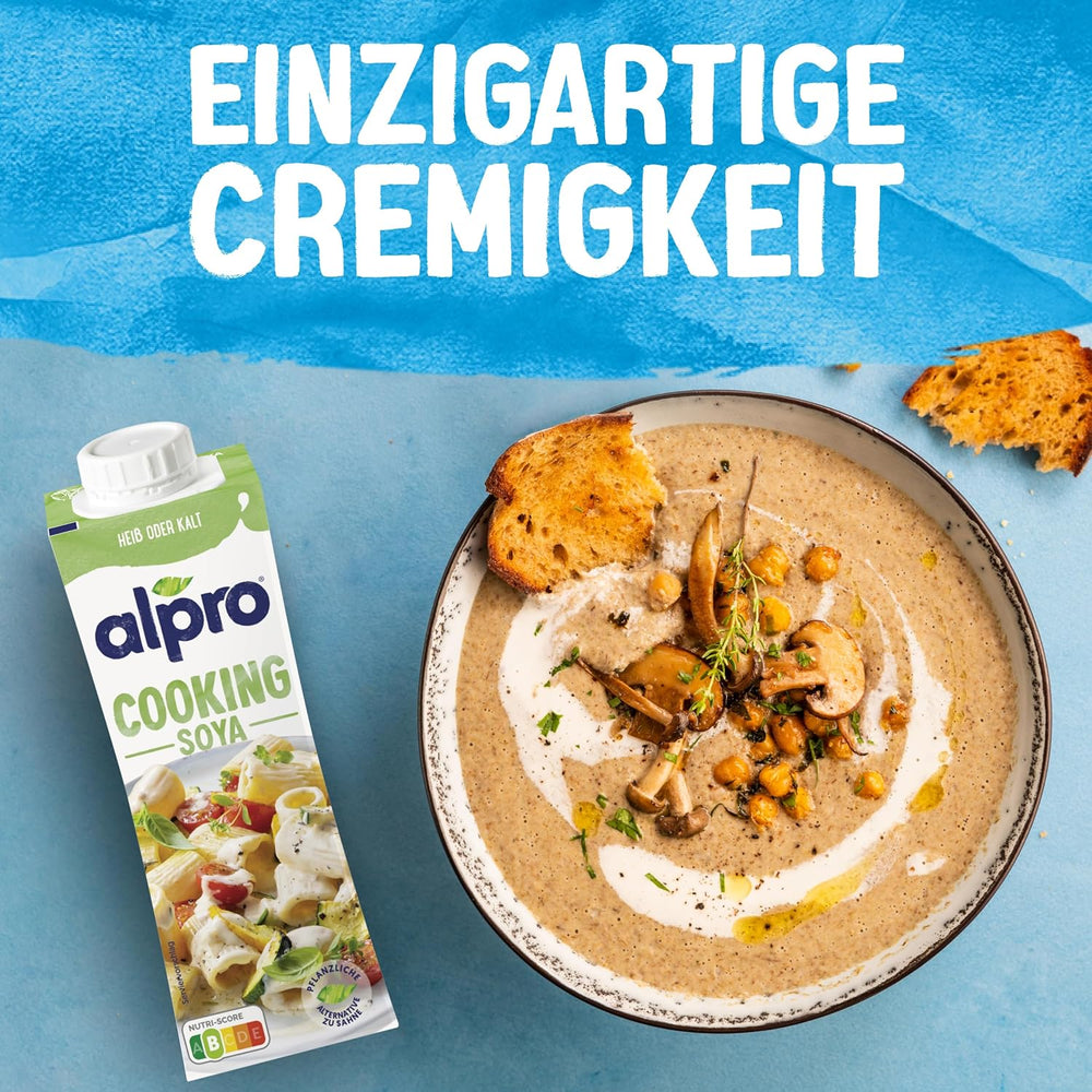 Alpro Cooking Soya – Vegane Kochcreme aus Soja mit neutralem Geschmack für warme und kalte Gerichte – 15 x 250 ml