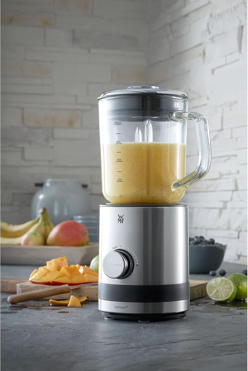 WMF Küchenminis Kompaktmixer, Mini Standmixer, 400 Watt, Standmixer Klein, Glasbehälter 0,8 L, Pulsstufe, Cromargan Matt Kitchen Naty Shop