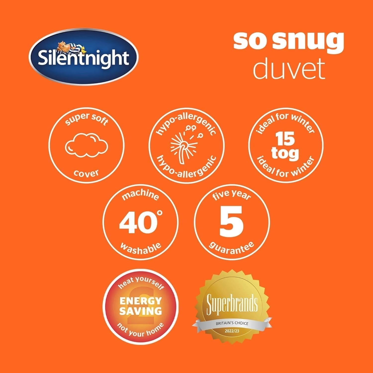 Silentnight so Snug 534222GE Plapumă pentru pat King Size, 15 Tog, caldă, confortabilă, groasă, hipoalergenică și lavabilă la mașină, albă, pat King Size Plapumi si pilote Naty Shop