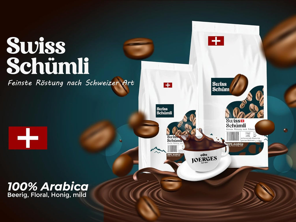 Schwiizer Schüümli Swiss Schümli boabe de cafea 1kg, intensitate 2/5, aciditate 1/5 - pentru adevărata plăcere a cafelei Cafea Naty Shop