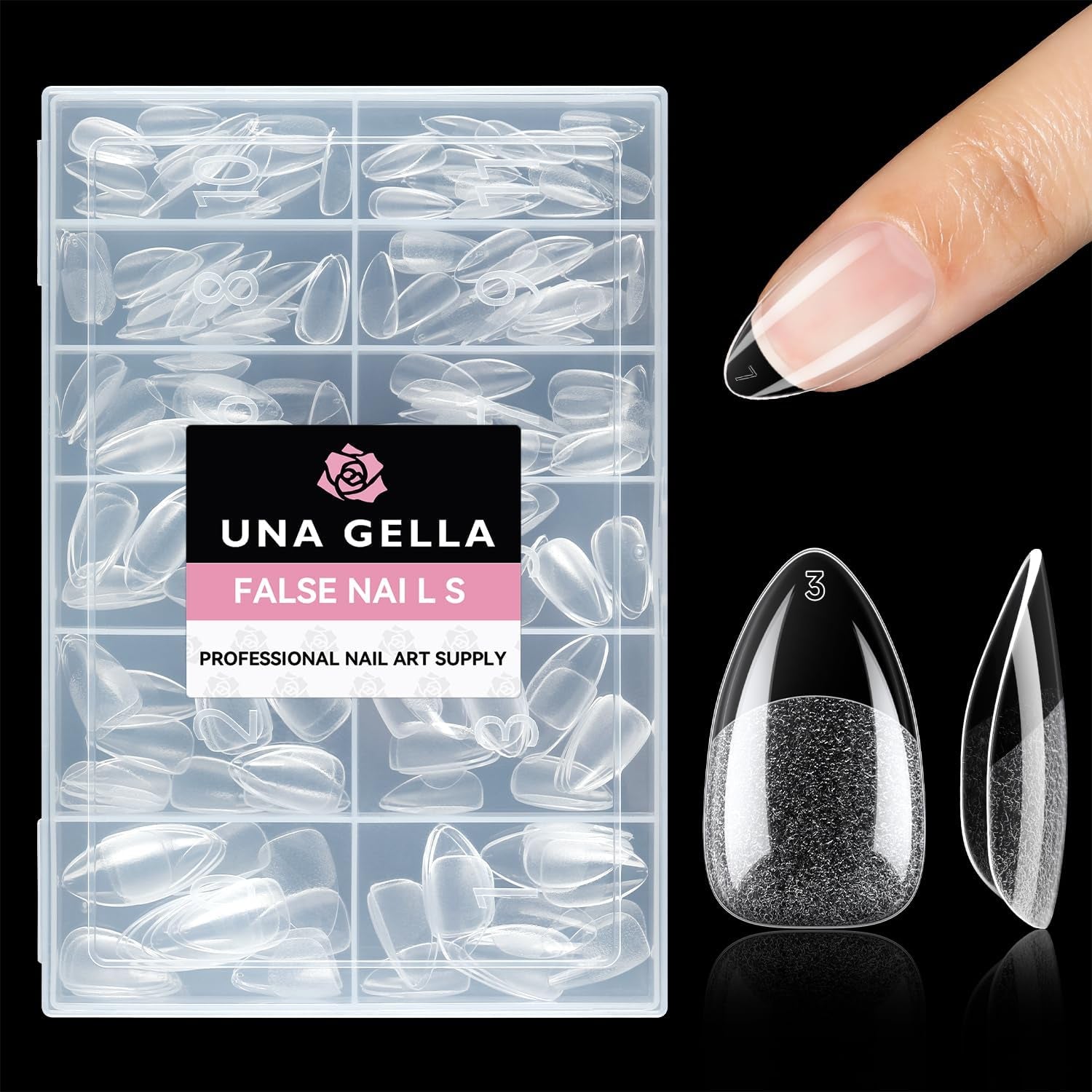 Tipuri de unghii balerină pentru unghii cu gel, 216 bucăți, 12 mărimi, tipuri de unghii cu gel moale, acoperire completă, set pentru extensii de unghii, semi-mate, DIY, artă acasă