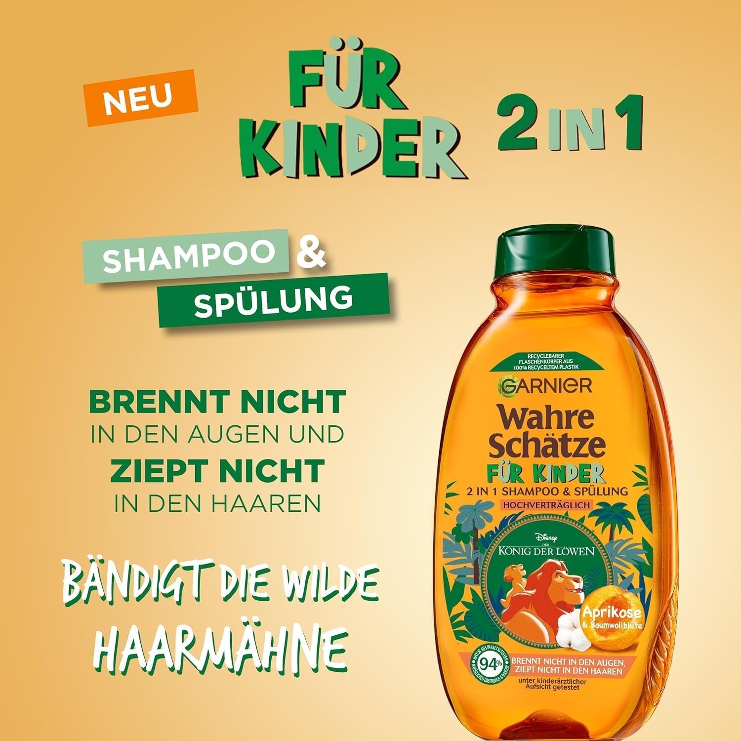 Garnier Shampoo für Kinder, für empfindliches Haar und leichte Kämmbarkeit, mit Aprikosen- und Baumwollblüten Garnier Dusche und Bad