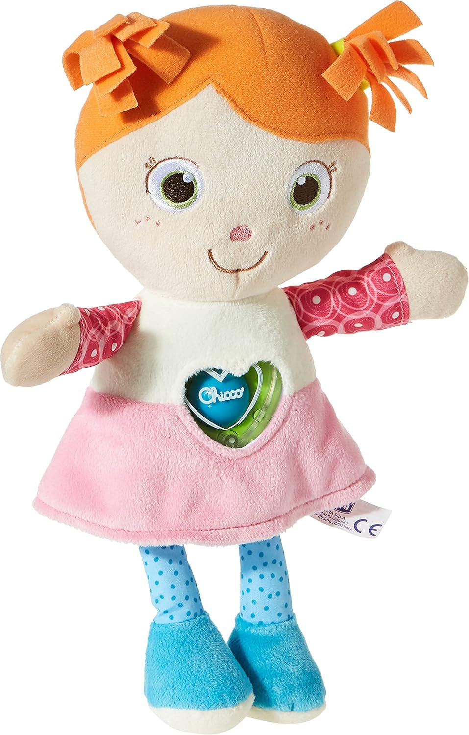Chicco Meine erste Puppe Spielzeug, Kuschelpuppe mit weichem Beißherz, weich und leicht, Babyspielzeug, maschinenwaschbar, 0 Monate Plus, Rosa