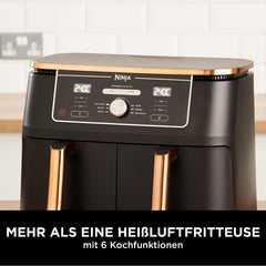Ninja Foodi AF400EUCP MAX Zweizonen-Luftfritteuse, 9,5 l Airfryer, 2 Fächer, mit Zange, Antihaftbeschichtung, Haushaltsgeräte Naty Shop