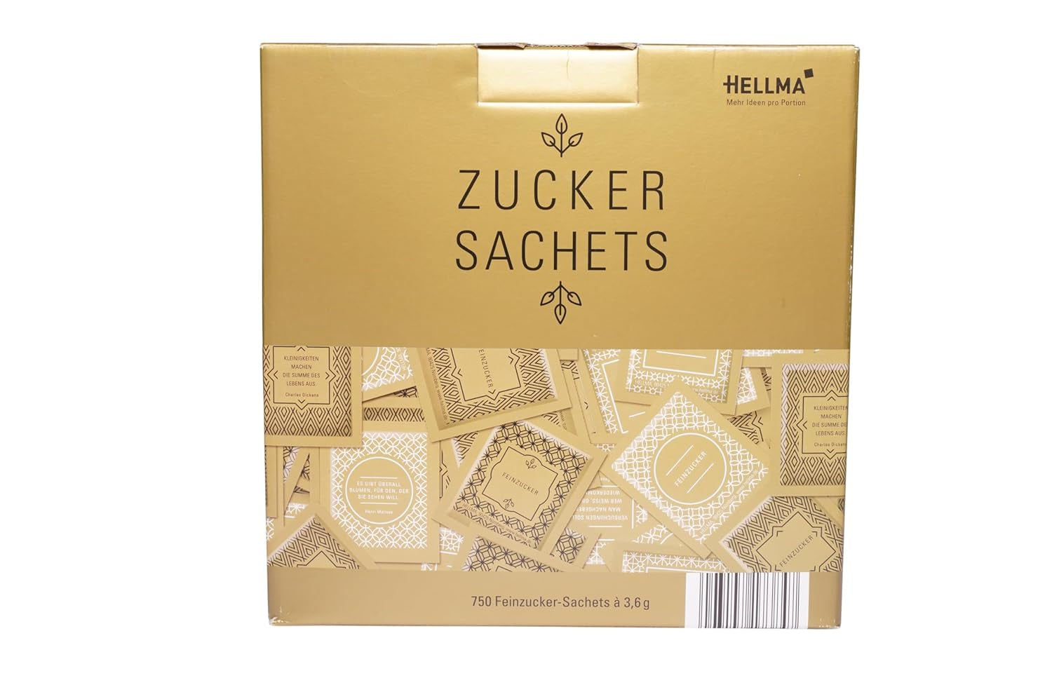Hellma Zucker-Sachets Goldline 750 Stk. Je 3,6 G – 3,6 Kg Vorrats-Box - Zuckertütchen Einzeln, Für Kaffee Oder Tee Sweeteners Naty Shop