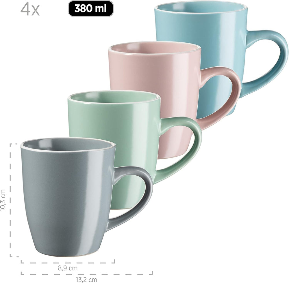 MÄSER 934006 Serie Elissa, Modernes Geschirr Set Für 4 Personen in Bunten Mattglasuren Mit Weißem Rand, 16-Teiliges Kombiservice, Steinzeug, Bunt Tableware Sets Naty Shop