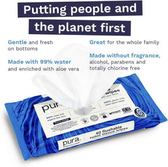 Ökologische, spülbare Feuchttücher, plastikfrei, empfindlich und pflegend, Fine to Flush-zertifiziert, biologisch abbaubare Baby-Feuchttücher Naty Shop