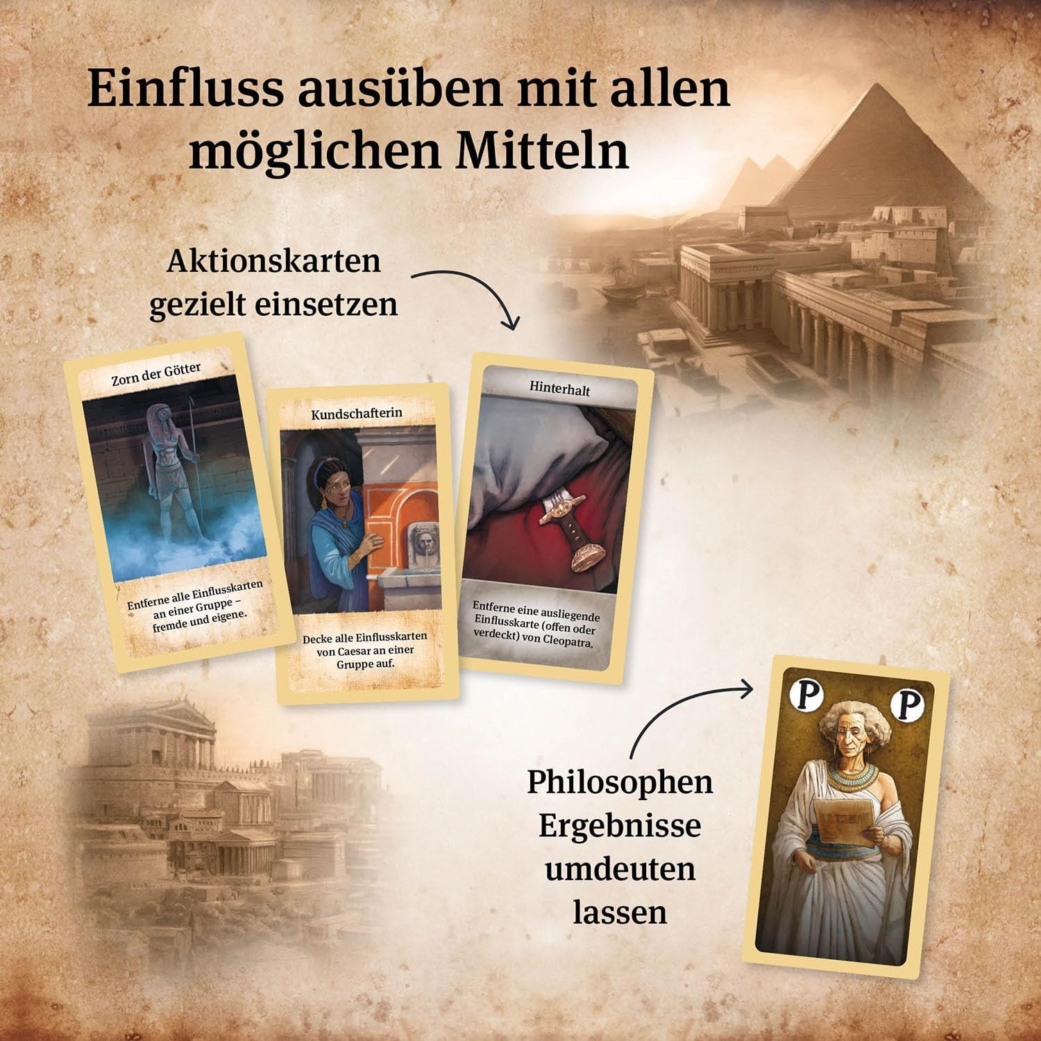 KOSMOS 684556 Caesar & Cleopatra, Strategie-Kartenspiel für 2 Spieler ab 10 Jahren, Erwachsenenspiel, Brettspiel für 2