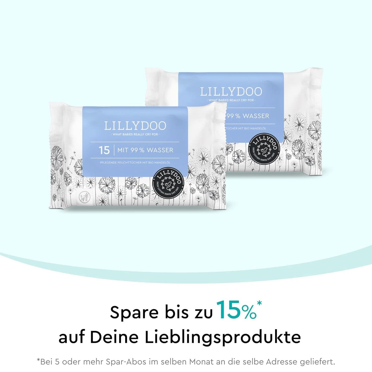 LILLYDOO Baby Feuchttücher Mit 99% Wasser, 10 X 15 Stück (150 Feuchttücher), 100% Plastikfreies Tuch, Ohne Parfüme & Mild Wie Watte Und Wasser (FSC Mix) Baby Wet Wipes Naty Shop