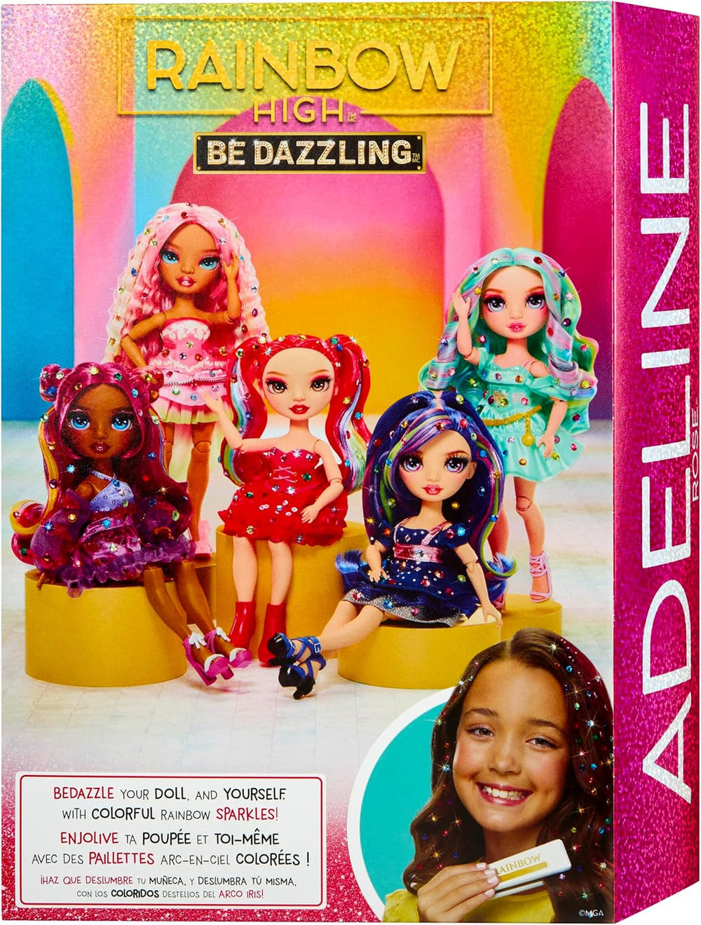 Rainbow High Be Dazzling – Adeline Rose – Rosa 28 cm Modepuppe mit Verzierungswerkzeug, Funkelnden Schmucksteinen und Styling-Accessoires