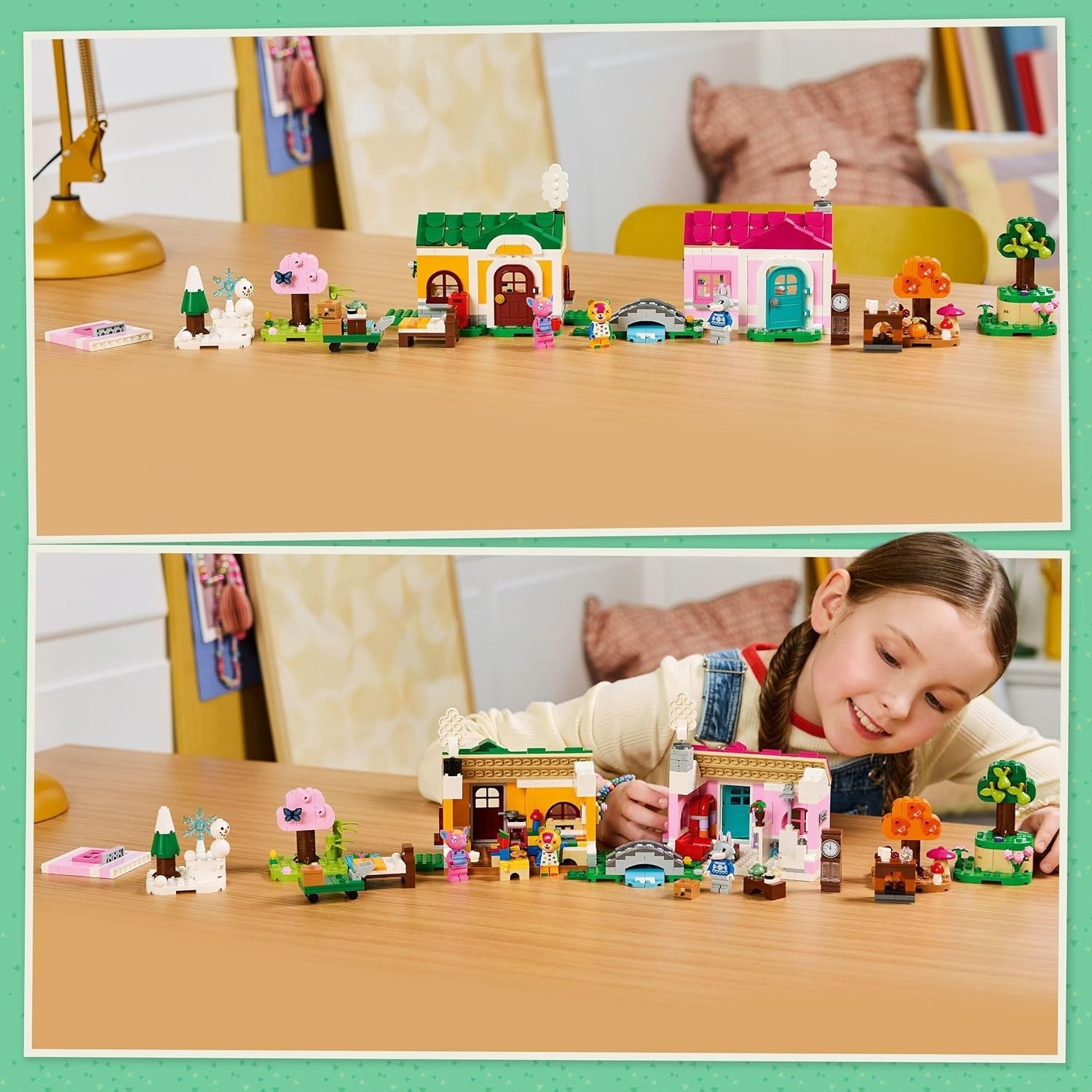 LEGO Animal Crossing - Kreative Häuser: Jahreszeiten voller Spaß - 2-in-1-Spielset mit 2 Spielhäusern, Minifiguren von Stitches, Feline & Grimm - Gamer Geschenk für Mädchen, Jungen ab 7 Jahren - 77057