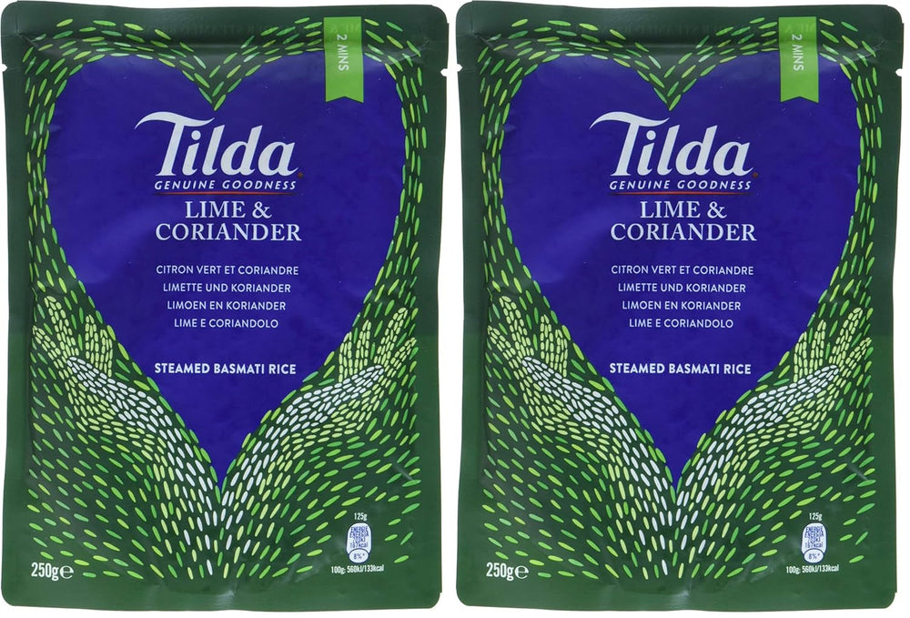 Orez TILDA Basmati gătit la aburi cu lime și coriandru pentru cuptorul cu microunde, 250 g