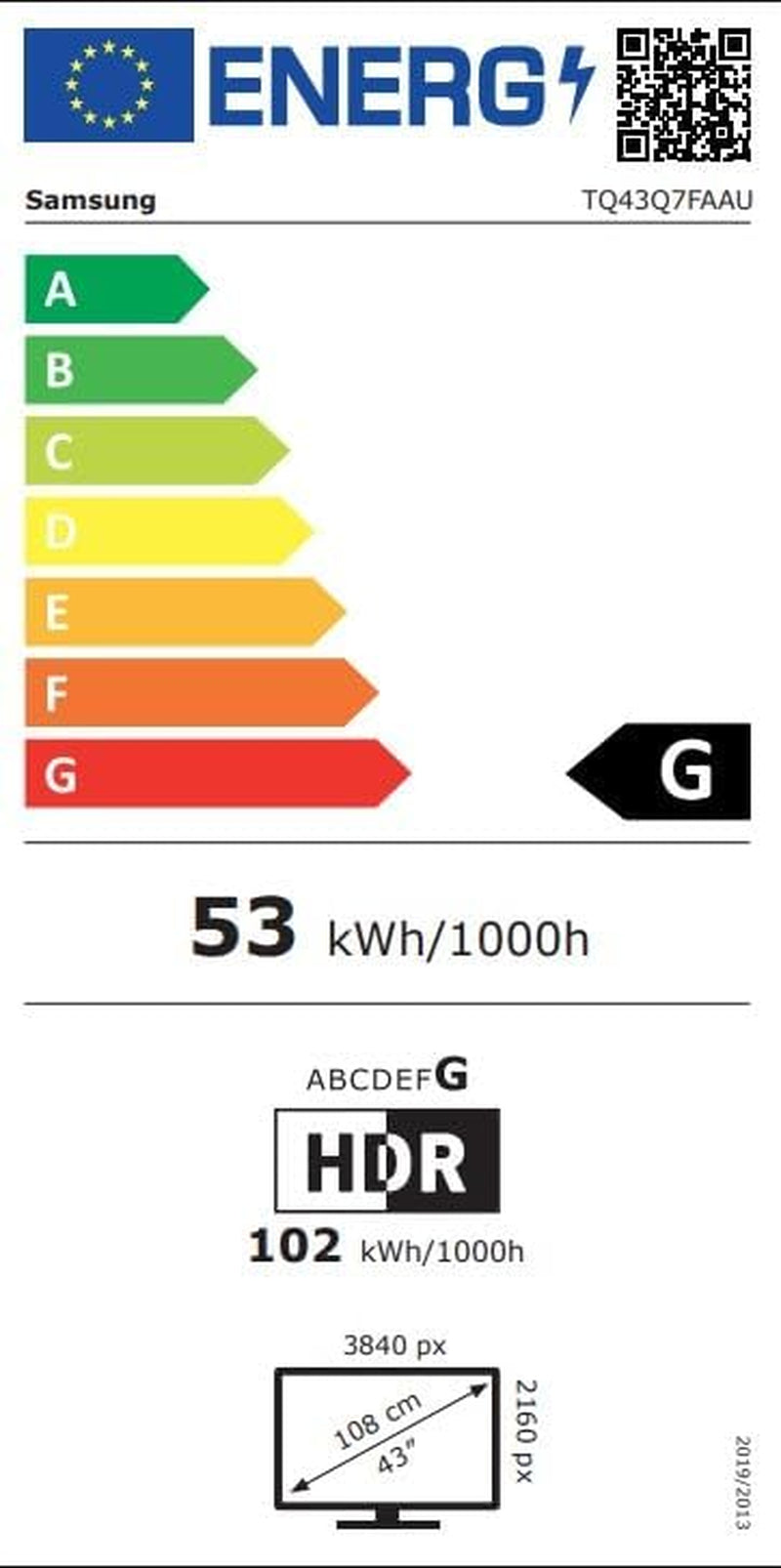 Samsung QE43Q72F - Televizor QLED 43" (109 cm) - 4K UHD 3840x2160 - HDR10+ - Smart TV - Hub de gaming - 3x HDMI - WiFi [Versiune spaniolă]